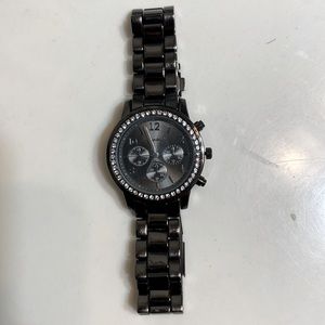 Geneva Black Women’s Faux Diamond Accented Watch - Never Worn